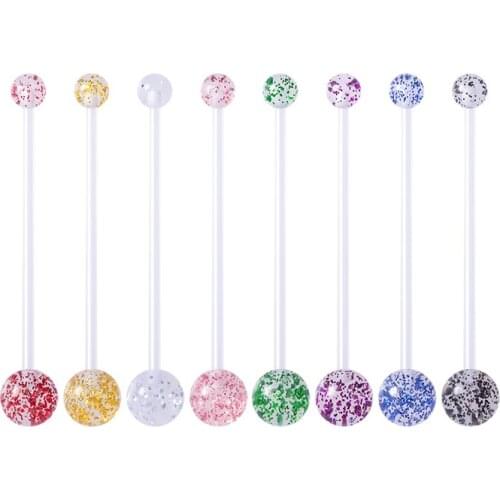 10-50pcs Glitter Ball Pregnancy Belly Navel Button Rings Sport Maternity Flexible Bioplast Barbell Retainer Piercing Jewelry 14G