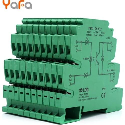 10pcs/lot MRD-060D2 Solid State Relay Module 2A DC Controlled 24V Ultra-thin Port relay Input 2A: 5V 12V 24V DC AC SSR