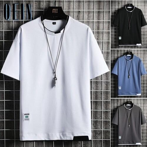 2021 Summer Men Tops Short Sleeves Harajuku Korea Fashion White T-shirt Streetwear Hip Hop Rock Punk Men Top Tees Tshirt Clothes