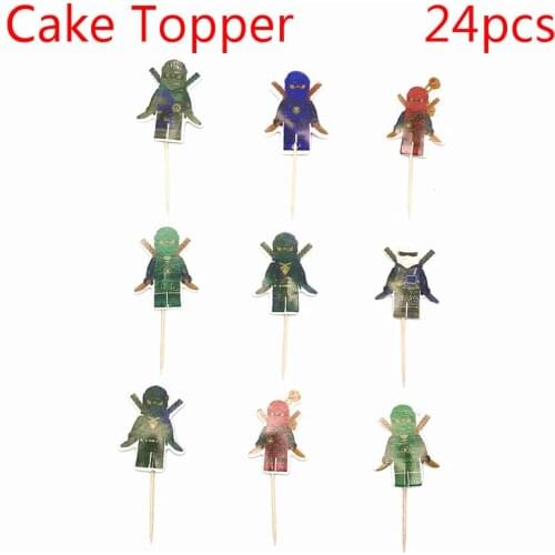 24pcs Cartoon ninja pattern Party Cupcake Cake Toppers Picks Kids Birthday Party Supplies Wedding Decorations Cake Cup