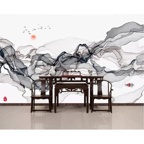 Beibehang Custom wallpaper Chinese ink landscape abstract smoke mood mural living room bedroom TV background wall 3d wallpaper