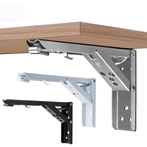 8-14inch Stainless Steel Folding Bracket,White And Black Iron Bracket,Adjustable Wall Support Table, DIY Furniture Hardware