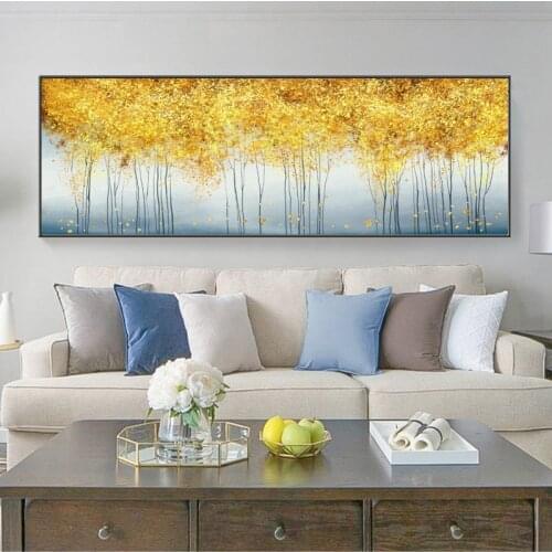 Abstract Golden Money Trees Canvas Painting Art Posters and Prints Cuadros Wall Art Pictures for Living Room Home Decor Unframed