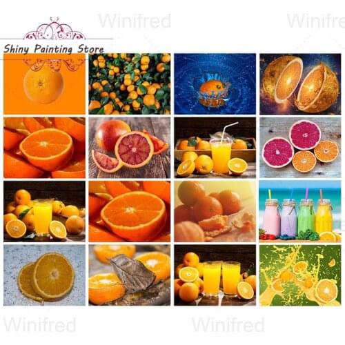 Full Square Round Drill Fresh Fruit 5D DIY Diamond Painting Orange Picture Orange Juice Diamond Embroidery Kitchen Decor Wall