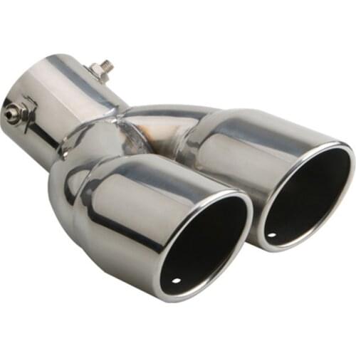 63mm Car Auto Exhaust Pipe Muffler Tail Pipe Double Outlet Tailpipe Universal Stainless Steel Dual Rear Muffler Noise Canceller