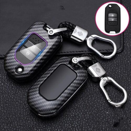Car Key Fob Pocket Cover Case for Honda Civic CR-V HR-V Accord Jade Crider Odyssey 2015- 2018 Remote Protector Carbon Fiber