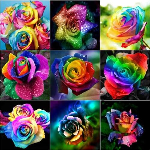 AZQSD Diamond Art Painting Kits rose Diamond Mosaic flowers Cross Stitch Picture Of Rhinestones Home Decoration