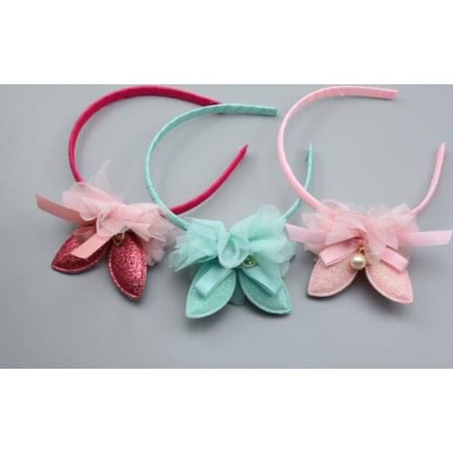 12pcs Fashion Cute Glitter Rabbit Ears Hairbands Lace Floral Animal Ears Hard Headbands Hair Sticks Princess Hair Accessories