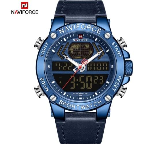 2021NAVIFORCE Luxury Dual Display New Blue Men Watches Fashion Quartz Watch For Man Military Sport Waterproof Male Clock Relogio