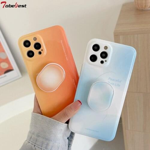 Tobebest English Letters Gradient Stand Phone Cases for iPhone 12 Pro Max 11 pro max X XS XR 7 8 Plus 12mini Soft IMD Cover