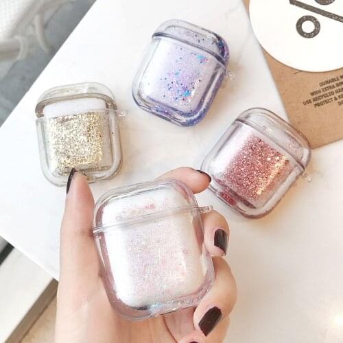 Liquid Quicksand Oortelefoon Case Voor Apple Airpods 2 1 Air Pods Glitter Pailletten Hoofdtelefoon Cover AirPod Protector Shell