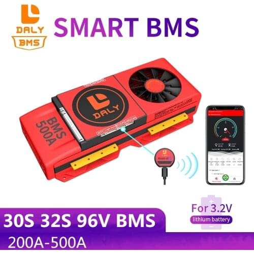 DALY 24S 72V 30S 32S 96V LiFePO4 BMS 200A 250A 300A 400A 500A with BT FAN CAN UART LCD Light Board PCM for Lithium Ion Batteries