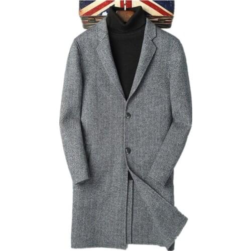 Double-side Woolen Coat Autumn Winter Jacket Men 100% Wool Coats Blazer Men Windbreaker Long Jackets F-ALMN-1820 MY1871