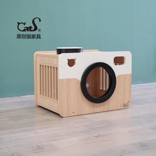 Solid Wood Breathable Cat Litter Cat Toy Small Cat Furniture Color Matching Cat Litter