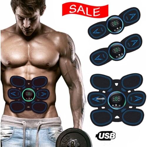 EMS Abdominal Muscle Stimulator Smart Muscle Abs Trainer Electric Fitness Massage Sticker USB Rechargeable Body Slimming Massage