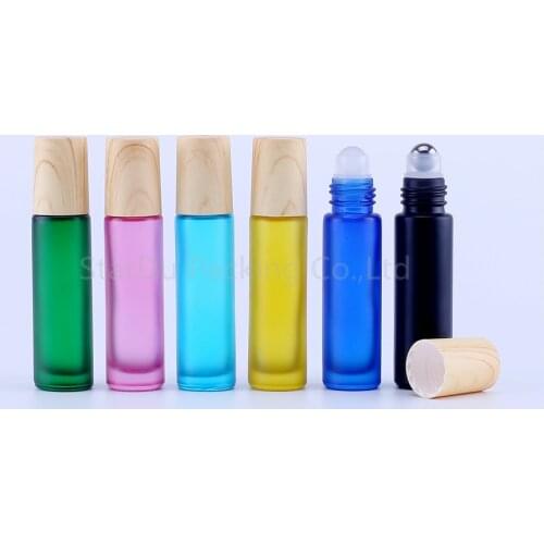 10ml Matt Black Roll On Perfume bottle, 10cc Blue Frosted Essential Oil Rollon bottle, Small Glass Roller Container 100pcs
