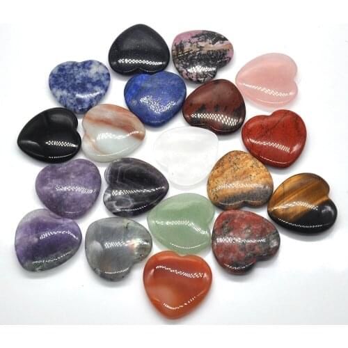 30MM Natural Love Puff Heart Shaped Healing Crystal Quartz Gemstone Pocket Palm Worry Stones Gift Wholesale For Jewelry Pendant