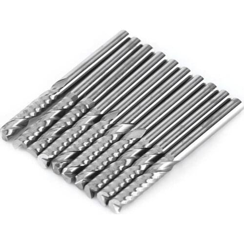 10pcs End Mills 3.175x15MM Single Tungsten Carbide CNC Numerical Cutters for Acrylic Wood Cutting