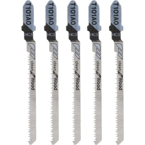 5 Pcs T101AO HCS T-Shank Jigsaw Blades Curve Cutting Tool Kits For Wood Plastic
