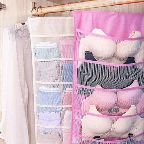 Multifunction Folding Clothing Storage Bag Clear Hanging Bag Socks Bra Underwear Rack Hanger Storage Bags Organizer For Wardrobe