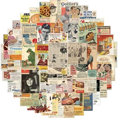 50Pcs Retro Poster Graffiti Stickers Aesthetic Style Waterproof Decals Children DIY Skateboard Luggage Guitar Laptop Sticker