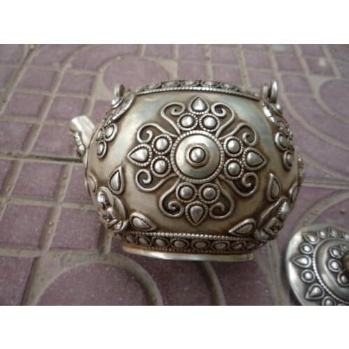 Very rare Qing Dynasty (QianLong1711-1799)silver Flagon/Teapot,with mark,Decoration,Free shipping