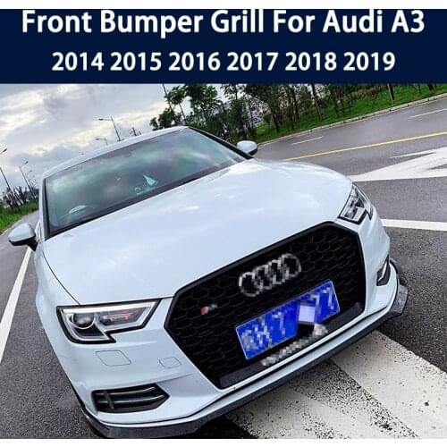 For Audi A3 S3 2017 2018 2019 FRONT BUMPER MESH COVER GRILL Refit For RS3 Racing GRILLE Hex Mesh Front Bumper Grill
