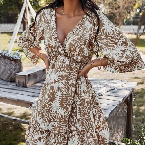 Boho Wrap Dress Woman Cotton Floral Mini Womens Dresses Short Sleeve Ladies Clothing Vestidos Mujer Summer Dress Female 2021