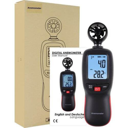 Handheld Digital Meter Anemometer Windspeed Air Velocity/Air Temperature/Wind Chill w/ Data Recording for Kite Flying Sailing
