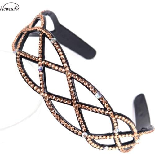 Women Ladies Girls Hollow Plastic Crystal Rhinestones Hairbands Headband Headwear Hair Head Bands Hoop Clips Hairpieces