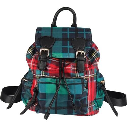 2019 Durable Ofxord Plaid Backpack Vintage Scotland Checker School Bag Nylon Student Bags Rucksack Waterproof Travel Bags