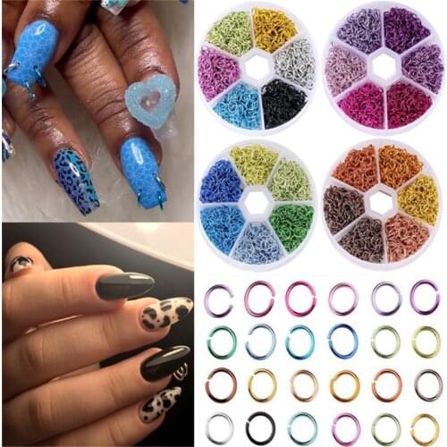 Mix Color Nail Dangle Ring Aluminum Metal Alloy Piercing Decor Nail Dangle Ring Nail Jewelry Piercing Decor 3D Decoration 2021