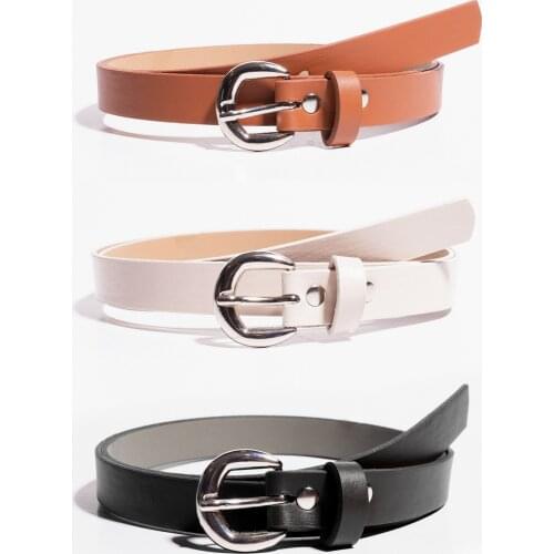 Womens Black 3-pack Metal Buckle Belt Brown White Black