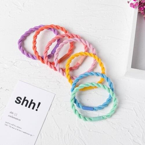 New arrival(10pcs) young girls Fluorescent color Twist scrunchy children hair bands gum hair tie summer elastic bands for hair