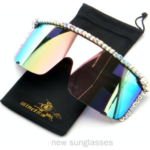 Luxury Rimless Windproof Sunglasses Women Colorful Diamond Brand Designer Lady Gradual Sun Glasses Female Shades Rhinestone NX