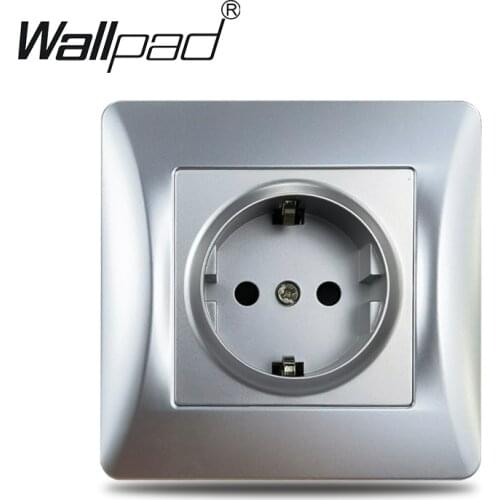 Silver EU Power Socket Plastic Panel Wallpad Silver 16A Russia Spain NL DE Electrical Socket Charger Plate 220V For EU Box