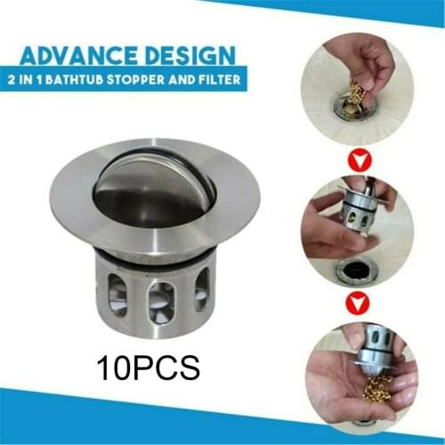 Stainless Steel Drain Plug Wash Basin Sink Bathtub Pack of 10 Washbasin Built-in Drain Filter Seal Sink Drain Stopper Accessory