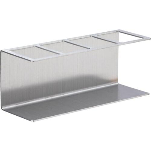 Storage Rack Home Silver Stainless Steel Space Saving Hotel Organizer Toothbrush Holder Waterproof No Drilling Wall Mounted