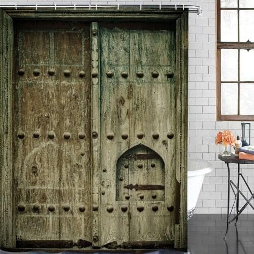 Bathroom Waterproof Curtain Old Wooden Door Ancient Retro Fabric Shower Curtain Home Bathroom Decor Bathroom Shower Curtain