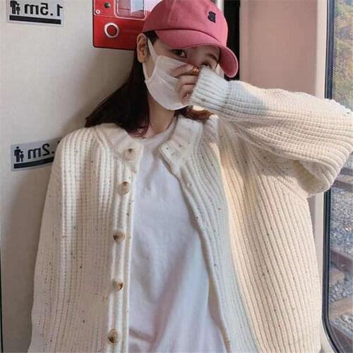 Knit jacket ladies 2021 spring and autumn new western style loose short fashion long-sleeved round neck sweater cardigan women