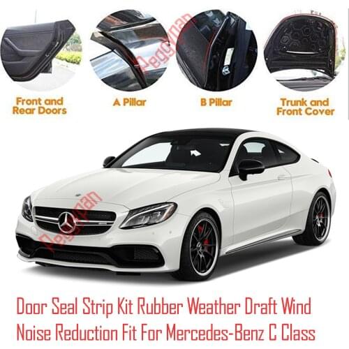Door Seal Strip Kit Self Adhesive Window Engine Cover Soundproof Rubber Weather Draft Wind Noise Reduction Fit For Benz C Class