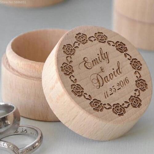 1pcs Wedding Wooden Holder Proposed Unique Gift Party Custom Logo Ring Box Wedding Favors Bridesmaid Gift
