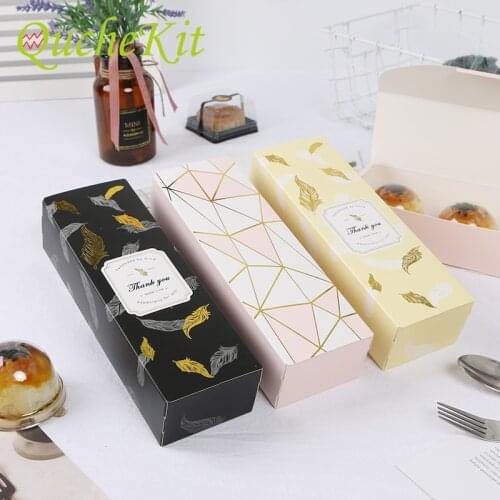 10/20pc Black Plume Paper Gift Boxes Cookie Biscuit Cookie Candy Nougat Packaging Box Birthday Wedding Party Favors Cake Wrapper