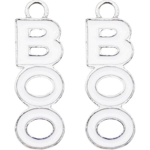 10pcs/pack Alloy Halloween Letter Boo Charms for earrings alloy party jewelry findings handmade Keychain crafts necklace gift