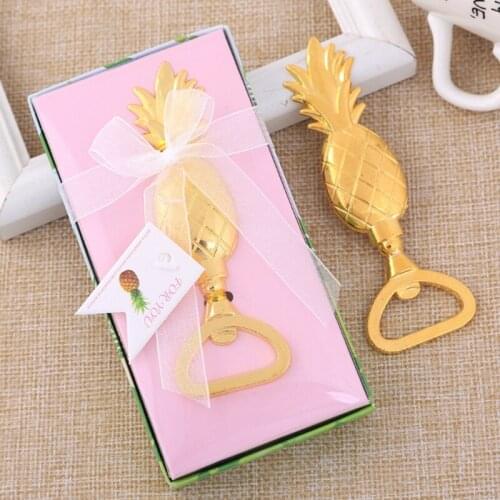 100pcs/lot Wedding Party Gift Gold Pineapple Beer Wine Bottle Openers Kitchen Tool Bottle Opener With Retail box