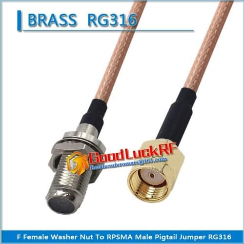 1X Pcs F Female Washer O-ring Bulkhead Mount Nut to RPSMA RP-SMA RP SMA Male Coaxial Type Pigtail Jumper RG316 Cable F to SMA