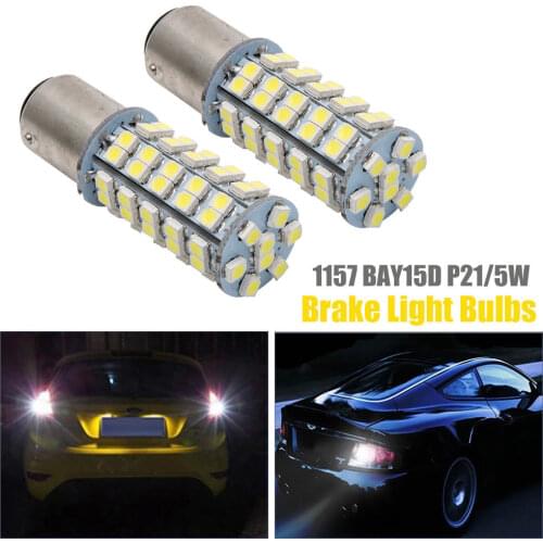 2PCS/pair Car 1157 BAY15D P21/5W 380 68 SMD LED White Stop Tail Brake Light Lamp Bulb