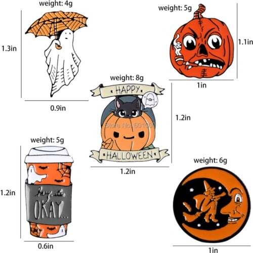 20/Lot Pumpkin Halloween Brooch Figures Pin For Lapel Action Figure Toy