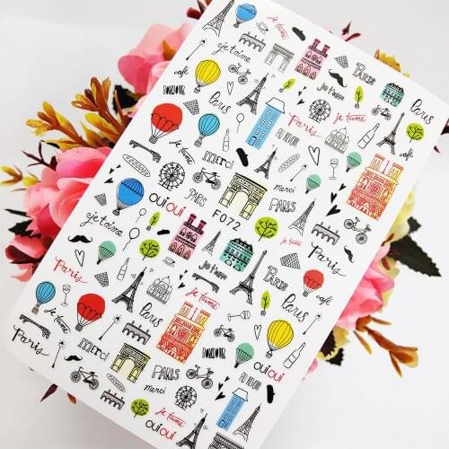 3D Nail Sticker Foil Design Paris Characteristic Building Eiffel Tower Nail Art Decoraciones Sliders Manicure Accesorios Tips