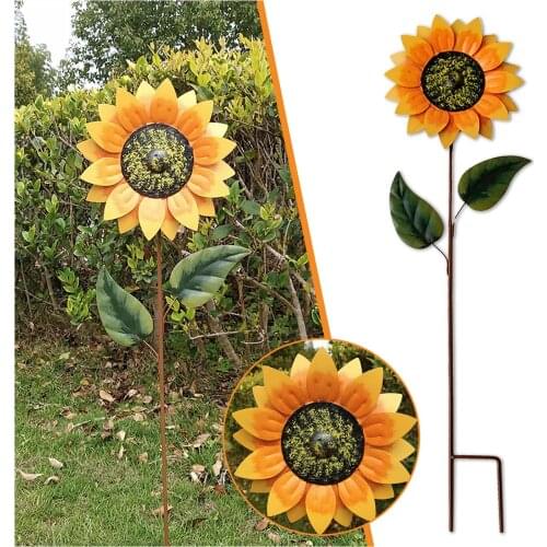 40# Wrought Iron Sun Flower Plug-in Courtyard Villa Lawn Gardening Landscape Decorative Stakes Vintage Décoration De Jardin